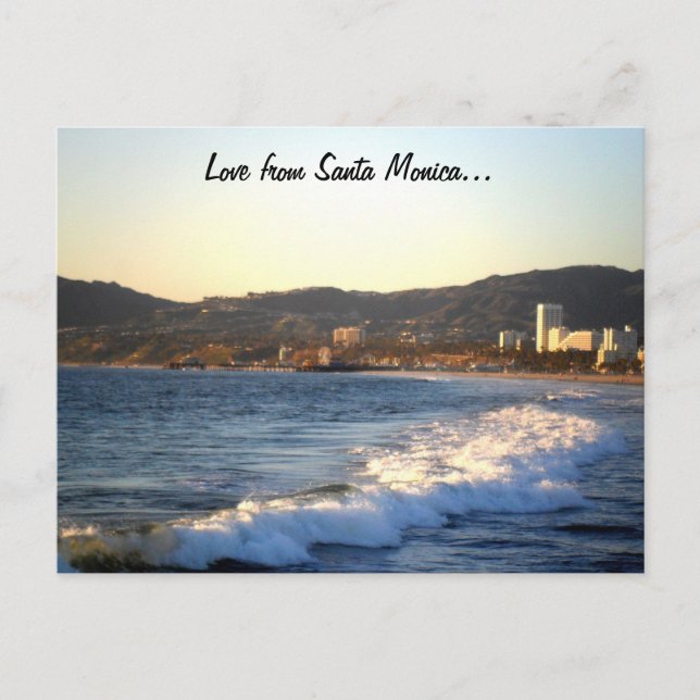 Postal Pier Santa Mónica visto desde la playa de Venecia (Anverso)