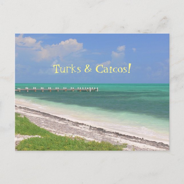 POSTAL "PIER SOBRE AGUA ACUAMARINA/ TURCOS Y CAICOS" (Anverso)