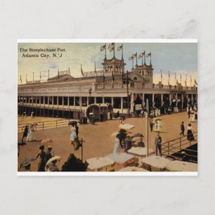 Postal Pier Steeplechase, Vintage de Atlantic City 1914