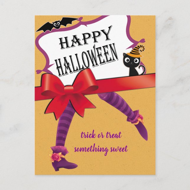Postal piernas brujas Halloween (Anverso)