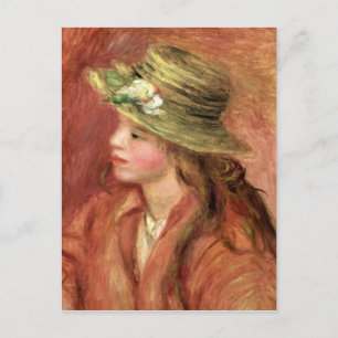 Postal Pierre A Renoir Joven Chica en un Gorra de paja