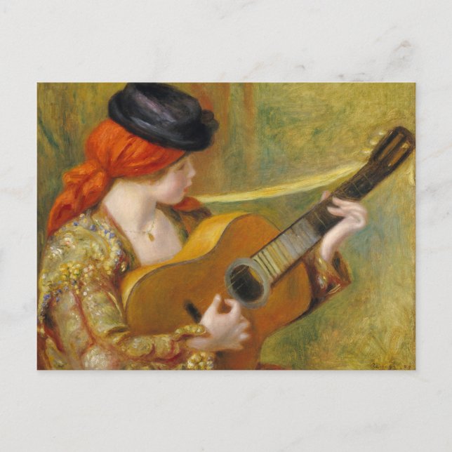 Postal Pierre A Renoir | Joven española con guitarra (Anverso)