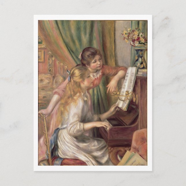 Postal Pierre A Renoir | Jóvenes Chicas en el piano (Anverso)