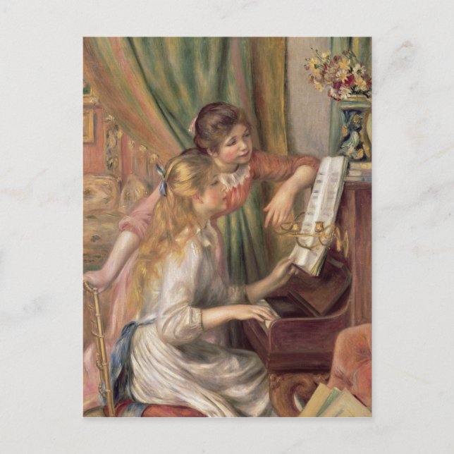Postal Pierre A Renoir | Jóvenes Chicas en el piano (Anverso)