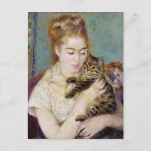 Postal Pierre A Renoir Mujer con gato