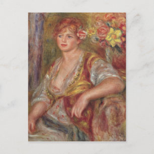 Postal Pierre A Renoir   Mujer rubia con Rosa