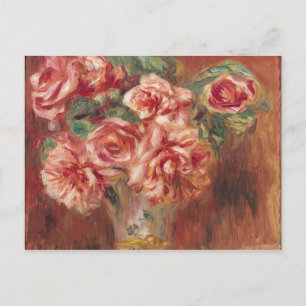 Postal Pierre A Renoir   Rosas en una parcela