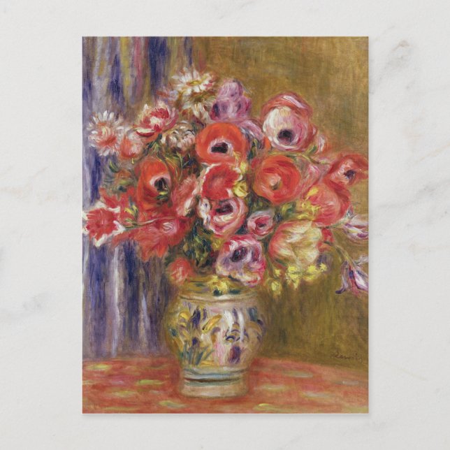 Postal Pierre A Renoir | Vase de tulipanes y anémonas (Anverso)