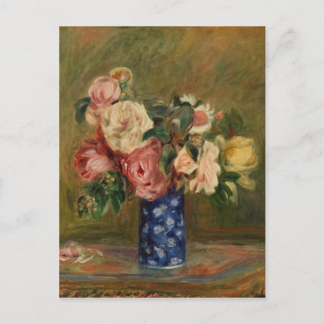 Postal Pierre Auguste Renoir Bouquet azul rosado de los R (Anverso)