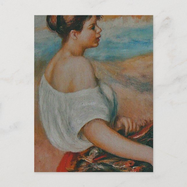 Postal Pierre Auguste Renoir Chica con una cesta de pesca (Anverso)
