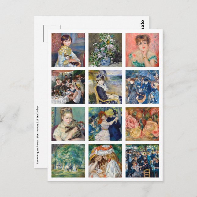 Postal Pierre-Auguste Renoir - Collage de cuadrícula de o (Anverso / Reverso)