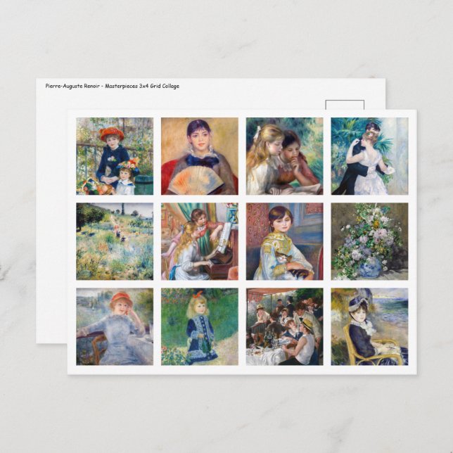 Postal Pierre-Auguste Renoir - Collage de cuadrícula de o (Anverso / Reverso)