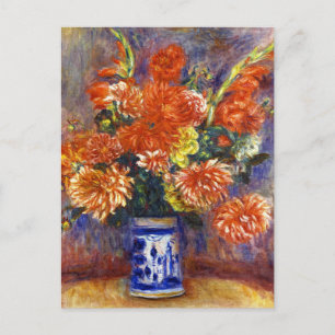Postal Pierre Auguste Renoir Gladiolas y Dahlias