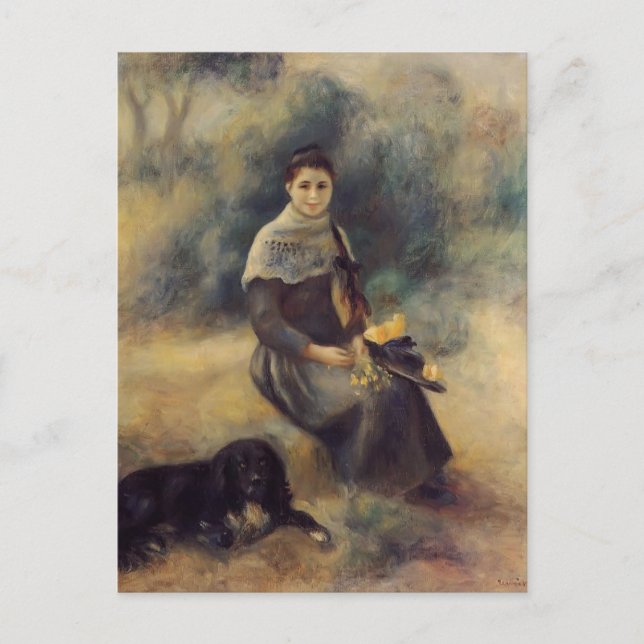 Postal Pierre-Auguste Renoir - Joven Chica con un perro (Anverso)