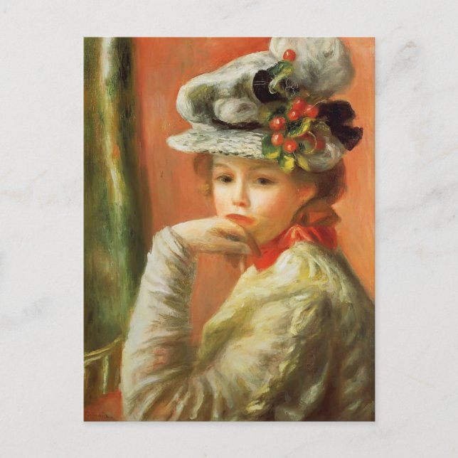 Postal Pierre-Auguste Renoir - Joven Chica en un Gorra bl (Anverso)
