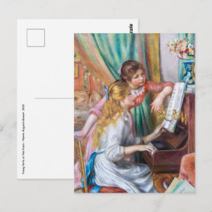 Postal Pierre Auguste Renoir - Jóvenes Chicas en el piano