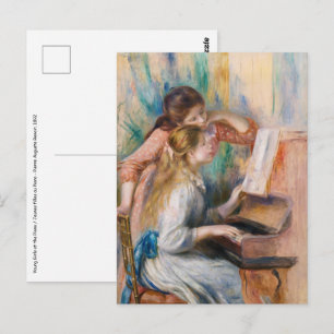 Postal Pierre Auguste Renoir - Jóvenes Chicas en el piano