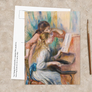 Postal Pierre Auguste Renoir - Jóvenes chicas en el piano