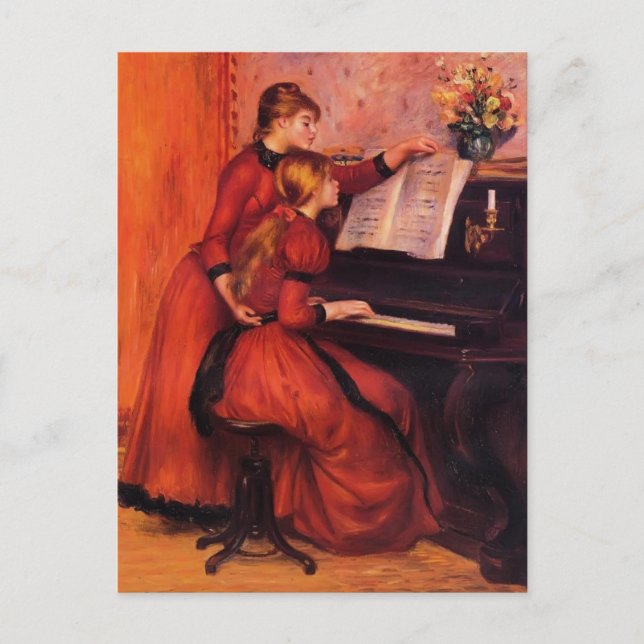 Postal Pierre-Auguste Renoir - La lección de piano (Anverso)