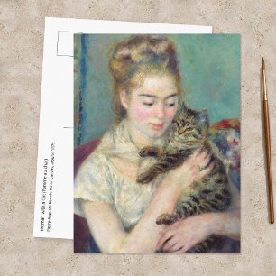 Postal Pierre-Auguste Renoir - Mujer con un Gato