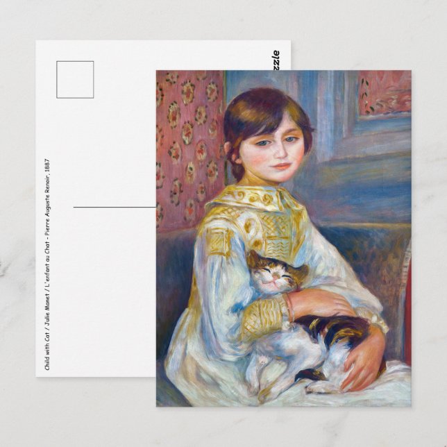 Postal Pierre-Auguste Renoir - Niño con gato (Anverso / Reverso)