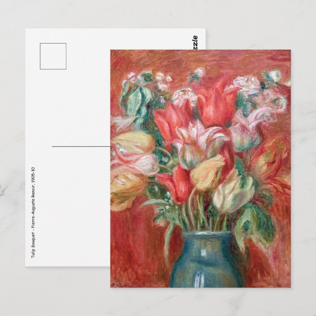 Postal Pierre-Auguste Renoir - Ramo de Tulipanes (Anverso / Reverso)