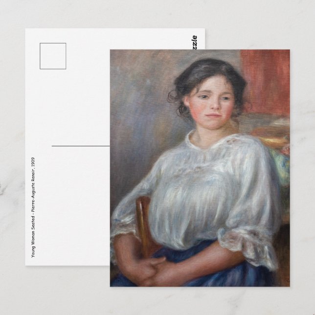 Postal Pierre-Auguste Renoir - Sentada joven (Anverso / Reverso)