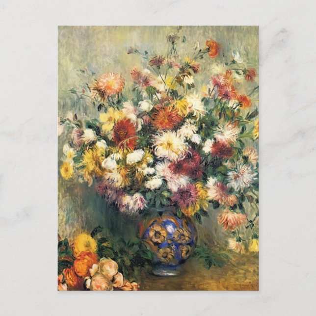 Postal Pierre-Auguste Renoir- Vase de crisantemos (Anverso)