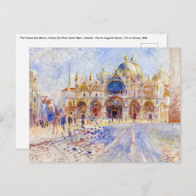 Postal Pierre-Auguste Renoir - Venecia, Piazza San Marco (Anverso / Reverso)
