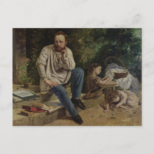 Postal Pierre Joseph Proudhon  and his children (Anverso)