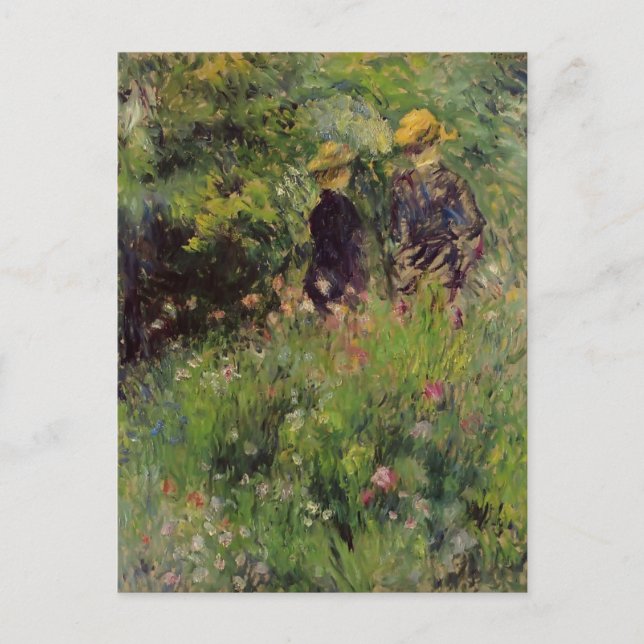 Postal Pierre Renoir - Conversación en un jardín Rosa (Anverso)