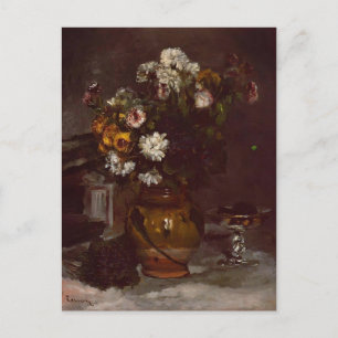 Postal Pierre Renoir: Flores en vasos y vidrio de champán