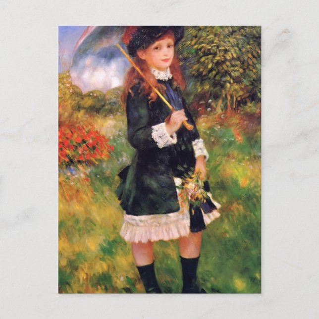 Postal Pierre Renoir: Joven Chica con Parasol (Anverso)