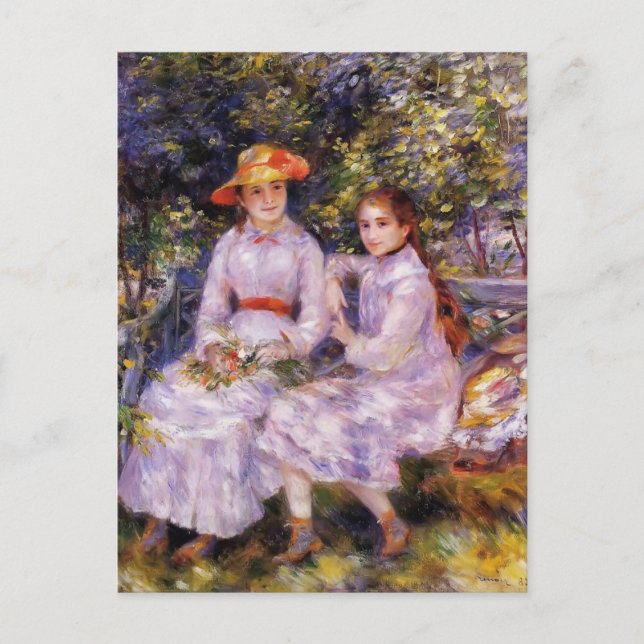 Postal Pierre Renoir- Las hijas de Paul Durand Ruel (Anverso)