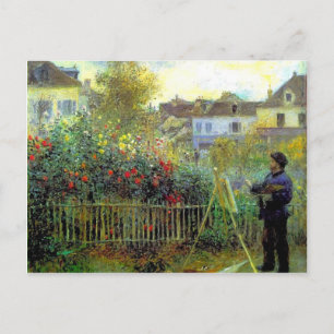 Postal Pierre Renoir - Monet pintando en su jardín