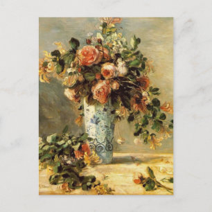 Postal Pierre Renoir - Rosas y Jasmine en una maleta de D