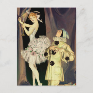Postal “Pierrot y Columbine” de FX Leyendecker