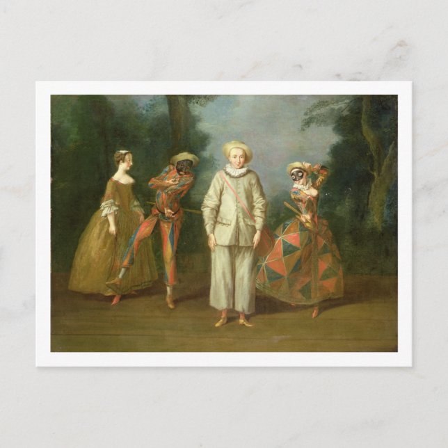Postal Pierrot y Harlequin (Anverso)