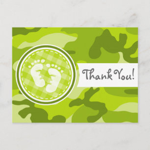 Postal Pies de bebé; camo verde brillante, camuflaje