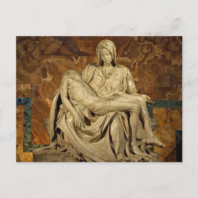 Postal Pieta de Miguel Ángel en la basílica de San Pedro (Anverso)