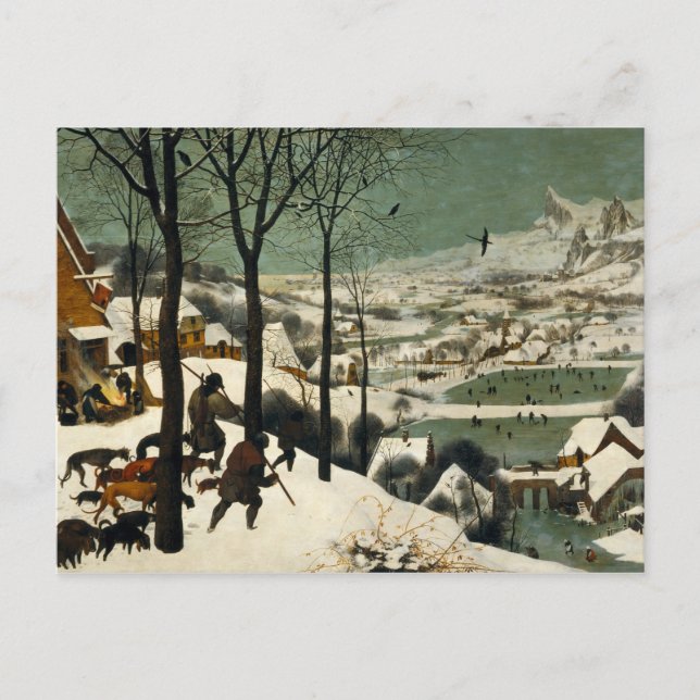 Postal Pieter Bruegel el anciano - Cazadores en la nieve (Anverso)
