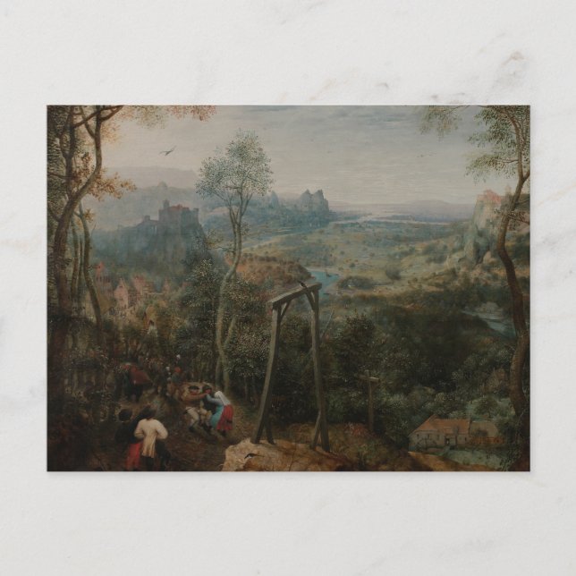 Postal Pieter Bruegel el anciano-la urraca en la horca (Anverso)
