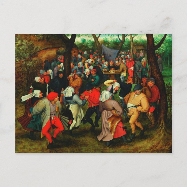 Postal Pieter Bruegel El Viejo - El Baile Boda (Anverso)
