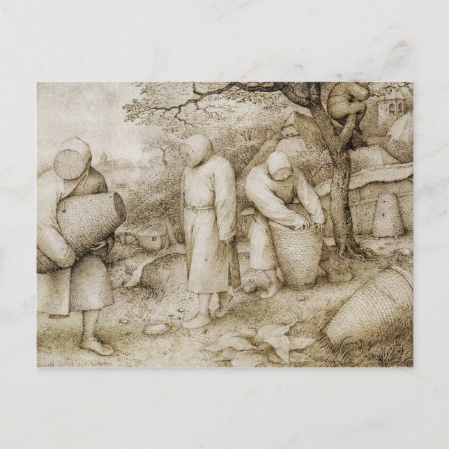 Postal Pieter Bruegel la anciano - los apicultores (Anverso)