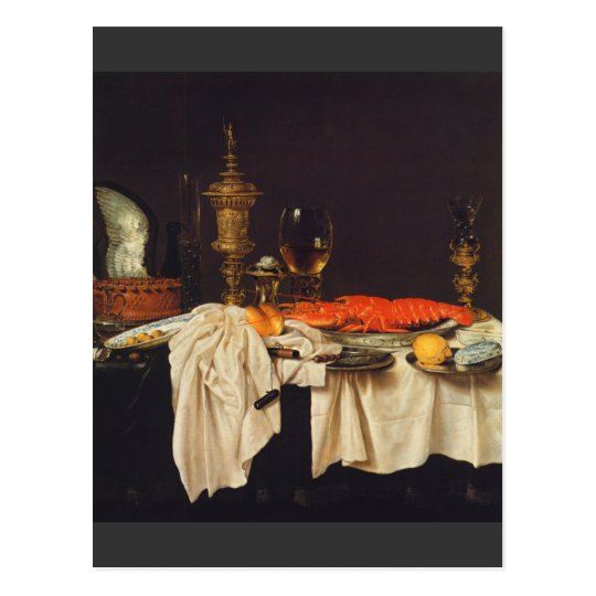 Postal Pieter Claesz - todavía vida con una langosta
