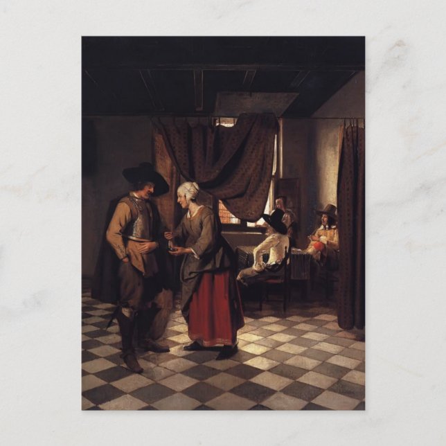 Postal Pieter de Hooch - Pagando la Hostería (Anverso)