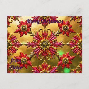 Postal PIETER ~ NAVIDAD ~ patrón de flor 3D ~