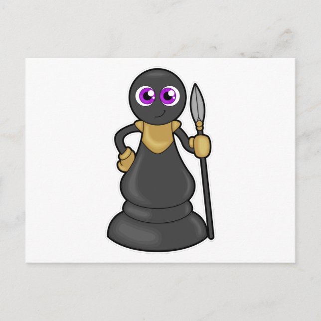 Postal Pieza de ajedrez Peón en ajedrez con lanza (Anverso)