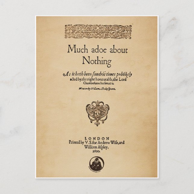 Postal Pieza delantera a hacer mucho sobre nada de cuarto (Anverso)