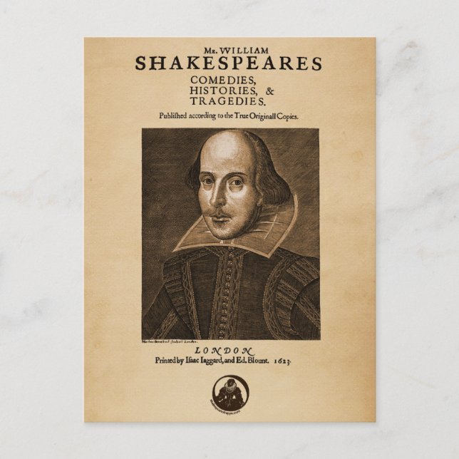Postal Pieza delantera para el primer tonto de Shakespear (Anverso)